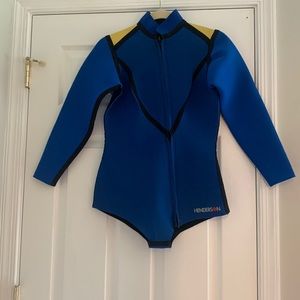 Henderson Aquatics Wetsuit Long-sleeved Women's Size XL Neoprene Blue Yellow Zip